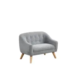 Gulches 28"W Gray Chenille Kids Sofa - Tufted Back, Wooden Legs, Cozy for Toddlers