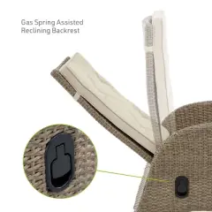 Greemotion 5pc Mackay Teak Wood Top Outdoor Patio Dining Set: UV-Resistant, Weatherproof, Aluminum Frame