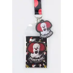 IT The Movie Pennywise ID Lanyard Badge Holder w/ And 2" Rubber Charm Pendant