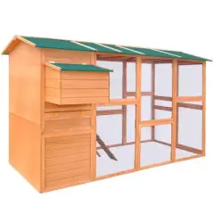 vidaXL Durable Pinewood Chicken Coop with Spacious Design, Sheltered Areas, and Nest Box - Brown 116"x64.2"x67"