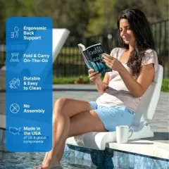 Kumasinova Flip-Fold Portable Outdoor Chairs,Plastic Folding Chair with Back Support,Camping Chairs for Adults,Stadium Seats for Pool,Tailgating,White