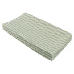 Babyletto Quilted Muslin Changing Pad Cover, GOTS Certified Organic Cotton - Moss Stripe