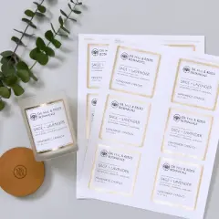 Avery Matte White Labels with Metallic Gold Borders, 3" x 3" Square Labels, 60 Total, Laser/Inkjet Printable Labels (6542)
