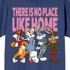 WB 100: Looney Tunes Mashups Wizard Of Oz No Place Like Home Crew Neck Short Sleeve Navy Women's T-shirt