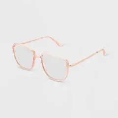 Women's Shiny Metal Square Blue Light Filtering Reading Glasses - Universal Thread&trade; Tan