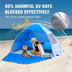 MaseiKar UPF 50+ Pop Up Beach Tent Sun Shelter for 4 Person, Portable Beach Umbrella Cabana