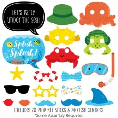 Big Dot of Happiness Under the Sea Critters - Birthday Party or Baby Shower Photo Booth Props Kit - 20 Count