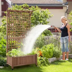 Yaheetech 72"H Wood Planter Raised Bed with Trellis