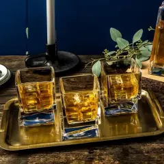 JoyJolt Carre Barware Set - Whiskey Glasses and Martini Glasses Set of 4