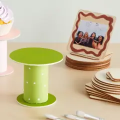 Bright Creations 130 Pack Unfinished Wood Squares and Circles Cutout Tiles for Crafts, Wood Burning, 3 Sizes