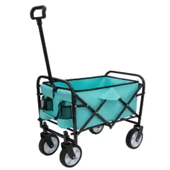 Minimeetall Extention Collapsible Foldable Wagon Cart with strapping system Beach Wagon Utility Cart Utility Wagon Grocery Cart blue