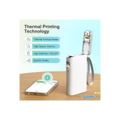 Nelko P21 Bluetooth Label Printer White with 14x40mm 100pc Roll and 14x40mm 180pc Roll