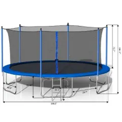 DSVIMOY Trampoline, Kids&Adults Trampoline with Heighten Net, Indoor Outdoor Recreational Trampoline, Gray, 166.1"*166.1"*100.3"