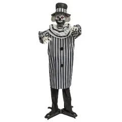 5 Ft. 6 3/4" Animated Standing Black & White Pop-Up Jaw Clown Halloween Decoration