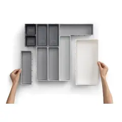 Joseph Joseph 10pc Box Drawer Organizer Set - Gray: In-Drawer Flatware Storage, Non-Slip, Multiple Compartments
