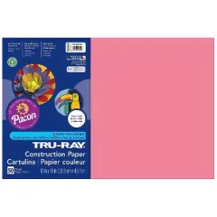 Pacon Tru-Ray 12" x 18" Construction Paper Shocking Pink 50 Sheets/Pack 5 Packs (PAC103045-5)