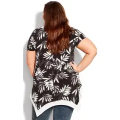 Women's Plus Size Colette Print Tunic  - Mono Palm | AVE STUDIO