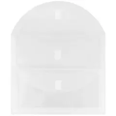 JAM Paper 9 3/4'' x 13'' 12pk Plastic 2 Pocket Envelopes with Hook & Loop Closure, Letter Booklet - Clear