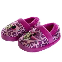 Josmo Kids Girl's Minnie Mouse Slippers - Plush Lightweight Warm Comfort Soft Aline House Slippers - Hot Pink Purple (sizes 5-12 toddler-little kid)
