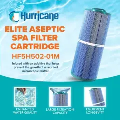 Hurricane 2 Pack HF5H502-01M Elite Aseptic Spa Filter Cartridge Replacement for PPM50SC-F2M, Unicel 5CH-502, Filbur FC-0195, Pacific Marquis Spas
