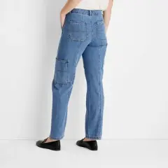 Women's Cargo Patchwork Straight Pant - Future Collective&trade; with Reese Blutstein Blue Denim