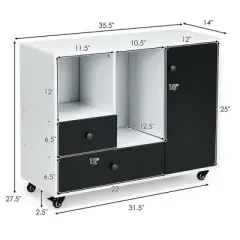 Costway Lateral Mobile Filing Cabinet Large Printer Stand w/ 2 Drawers