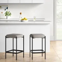 Edinburgh Upholstered Backless Counter Height Barstool with Metal Base Gray - Project 62&trade;