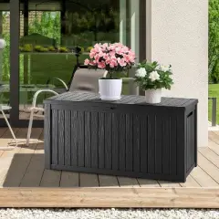 BI&SEA 180 Gallon Waterproof Deck Box-064,Lockable Resin Storage Box for Patio Furniture Cushions Garden Tools and Outdoor Delivery Storage