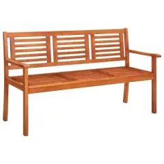 vidaXL Bench Brown Solid eucalyptus wood 2-Seater Ergonomic - 59.1" x 23.6" x 35"