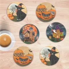 Courtside Market Haunting Halloween 4x4 Coaster Set