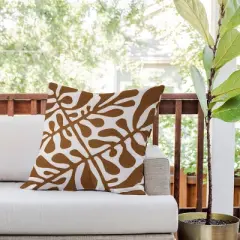 26"x26" Deny Designs Alisa Galitsyna Linocut Plant Outdoor Throw Pillow: Modern Design, Abstract Pattern, Square Shape