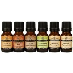 Plantlife Spice Set 6-Pack (All Spice, Cinnamon Leaf, Clove, Coriander, Nutmeg, Ginger) Aromatherapy Essential Oils &ndash; No Additives, 10 ml