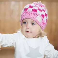 Baby Checkered Pompom Bobble Hat - Blade and Rose 3-6M