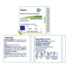 Sulphur 30X by Boiron Homeopathic Single Medicine For First Aid  -  80 Pellet
