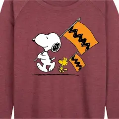 Women's - Peanuts - Snoopy and Friends Lightweight French Terry Wide Neck Long Sleeve Graphic Shirt