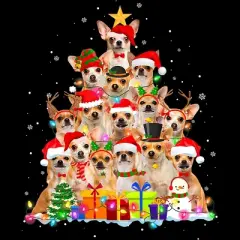 Women's Design By Humans Christmas Pajama Chihuahua Tree By MINHMINH Racerback Tank Top