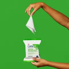 CeraVe Hydrating Makeup Remover Wipes, Plant Based Facial Cleansing Wipes for Sensitive Skin, Fragrance-Free - 25ct