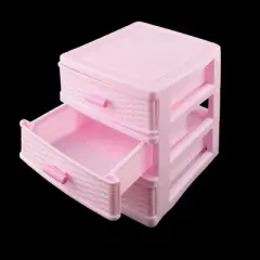 Unique Bargains Home Plastic 3 Layers Cosmetics Lipstick Desk Organizers Pink 1 Pc