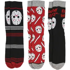 Friday The 13th Jason Voorhees Mask Adult 3 Pack Crew Socks for Men Multicoloured