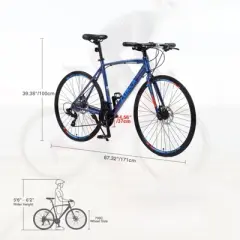 INFURNIC Bicycles 700c Road Bike 24 Speed, City Commuter Bicycle for Men Women, Bue, 67.32"*14.56"*39.37"