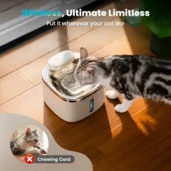 Oneisall PW04 Wireless Cat Fountain: 3.5L Stainless Steel, Battery Operated, Cordless, Rechargeable &ndash; Pet Water Dispenser (w/3 Filters)