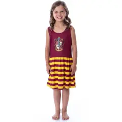 Harry Potter Girls All Houses Crest Logo Tank Stripe Accent Pajama Nightgown