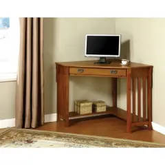 Mezas Mission Style Corner Computer Desk Oak - HOMES: Inside + Out