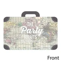 Big Dot of Happiness World Awaits - Shaped Fill-in Invitations - Travel Themed Invitation Cards with Envelopes - Set of 12