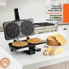 MasterChef Pizzelle Maker - Non-stick Electric Pizzelle Cookie Baker Press  Make Two 5-Inch Italian Waffle Cookies at Once