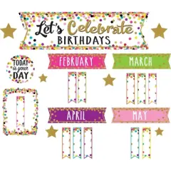 Teacher Created Resources&reg; Confetti Lets Celebrate Birthdays Mini Bulletin Board Set