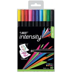 BIC Intensity Fineliner Marker Pen Fine Point Assorted Colors Pack of 10 (BICBCFPA101AST) 