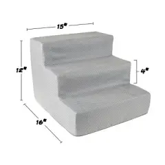 Pet Adobe High-Density Foam Stairs for Pets with Three 4" Steps - Gray