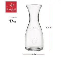 Bormioli Rocco Misura PZ Glass Carafe Set, 17 oz Water & Winery Carafes - Durable Scratch-Resistant Glass, Dishwasher Safe, (Set of 2)