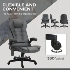 TiramisuBest 6-Point Vibrating Massage Office Chair with Heat, Reclining, Padded Arms, Remote, Dark Gray
